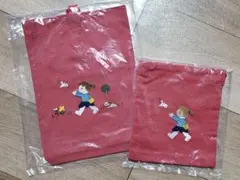 familiar　ファミリア　赤色布製バッグセット