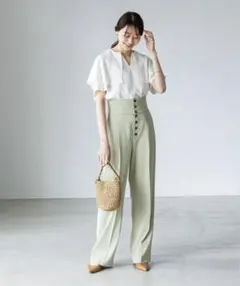 【美品】ノーブルnobleケープフリルブラウス白