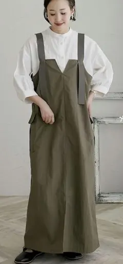 ilsolre 前後2WAY ジャンパースカート しまむら 陽さん カーキ Lのサムネイル