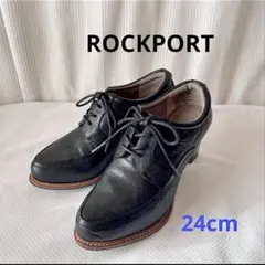 美品　ロックポート　レースアップパンプス　24cm 本革 レザー ブーティ　黒
