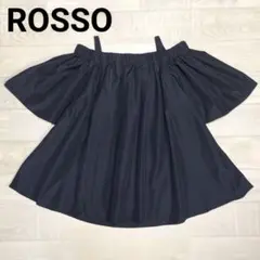 ROSSO ロッソ 2way オフショル ブラウス フレア 半袖 ネイビー日本製のサムネイル