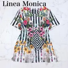 ● linea monica イタリア製 花柄 ストライプ カットソー 半袖
