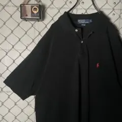 ポロバイラルフローレン ポロシャツ ロゴ刺繍 鹿の子 黒 ビッグ 2XL程