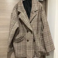 ANAP チェック柄 ダブルブレストコート Mサイズ相当
