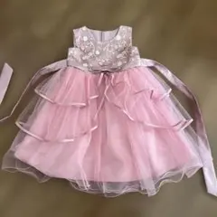 ピンク フリル付き フォーマルドレス