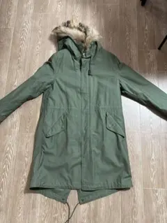 フード付きオリーブグリーンモッズコート M