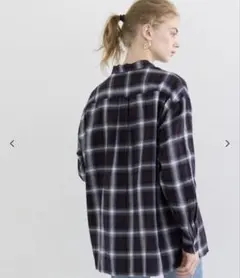 【coca】チェックシャツ Mサイズ ネイビー オーバーサイズ 羽織り