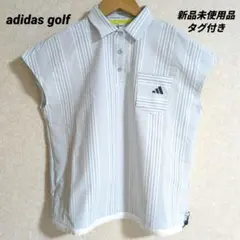 アディダスゴルフ シアサッカー フレンチスリーブ シャツ XL ストライプ 水色