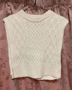 【美品】ORCIVAL アイボリー ケーブルニットベスト