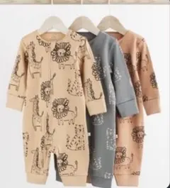 NEXTbaby チャック長袖ロンパース 3枚セット 9-12m