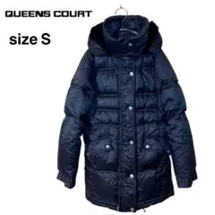QUEENS COURT ダウンコート ラビットファー付フード　S 黒