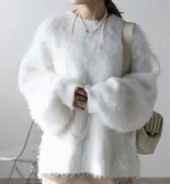 BONJOUR SAGAN アルパカタッチチュニックニット　　オフホワイト