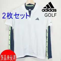 新品(メンズXL)アディダス ゴルフ 白×紺レイヤードセットシャツ 2枚セット