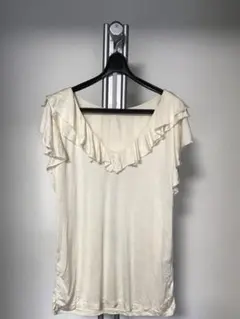 Ralph Lauren フリル付き半袖Tシャツ M シルク混