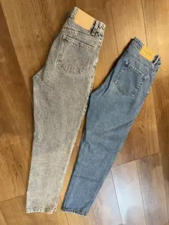 ZARA ザラ　マムフィット　グレー　ブルー　デニム　ジーンズ セット