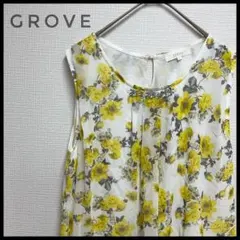 grove グローブ カットソー ブラウス チュニック 花柄 ノースリーブ