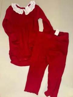 H&M ベビー セットアップ 68cm 赤 レース襟　海外子供服　セトアのサムネイル