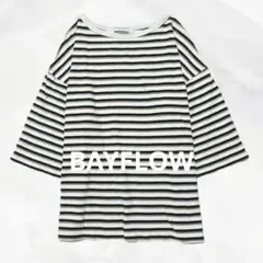 c458 ベイフロー　ボーダールーズロングTシャツ　ゆるカジュアル　ナチュラル