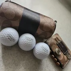 COACH ゴルフボール3個　ケース/ モノグラム ティー フォーク ケース