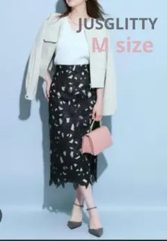 JUSGLITTY レースタイトスカート 黒 美人百花 M