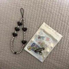 StringTing スマホ　ストラップ　ブラックハートのサムネイル