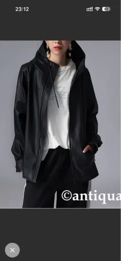 ブラック フード付きオーバーサイズジャケット