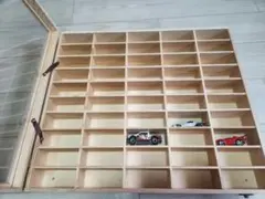 ホットウイールミニカー収納（50台入り）×4 手作り木造 アクリル扉付けのサムネイル