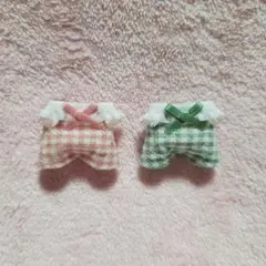 赤ちゃんお洋服2着セット　チェック桃色黄緑色③