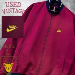 日本製80s☆古着【ナイキ 刺繍ロゴ】トラックジャケット ジャージ メンズL