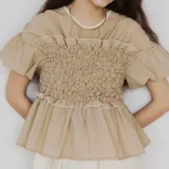 【未使用】OLUN shirring frill top