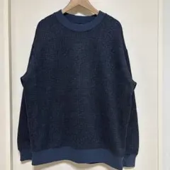 NHERIT メランジニット クルーネックプルオーバー ネイビー Mサイズ