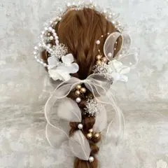 【残り5点】髪飾り 成人式 振袖 卒業式 袴 カチューシャ パール ホワイト 羽