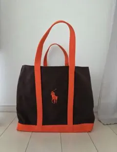 ラルフローレン ポロ刺繍ロゴ トートバッグ Lサイズ