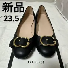 GUCCI ブラック レザー フラットシューズのサムネイル