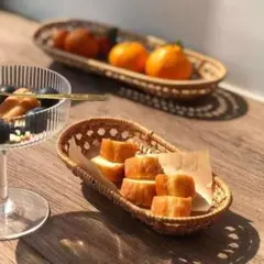 ラタン製楕円形バスケット 26cm