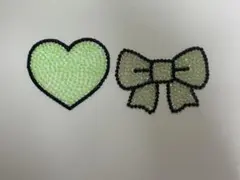 推し活ハート リボン デコパーツ うちわ用 韓国風 量産型 グリーン ジャニーズ