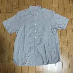 無印良品　洗いざらしオックスボタンダウン 半袖シャツ M グレー