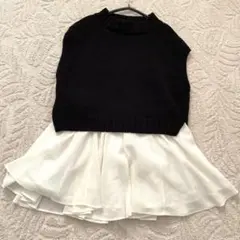 美品✨セルフォード レイヤードニットプルオーバー　ペプラム　シフォンシャツ