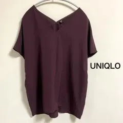 UNIQLO Vネック 半袖ブラウス ボルドー XLのサムネイル