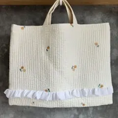 レッスンバック さくらんぼ フリル ヌビ ハンドメイド 絵本バック 入園