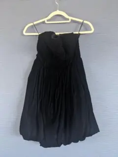 DreAngドレアング☆べロア素材ベアトップミニドレス黒（S）