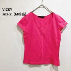 ビッキー/VICKY Tシャツ 半袖 丸首 ラインストーンロゴ 夏 日本製 Mのサムネイル