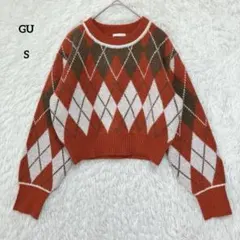 GU ジーユー クロップドアーガイルセーター S 長袖ニット