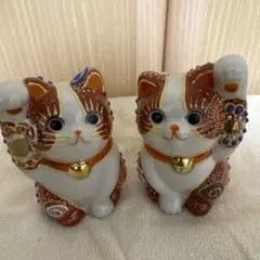 アポロシン招き猫 九谷焼、大＆中 2体セット アポロシン招き猫 九谷焼、大＆中 2体セット