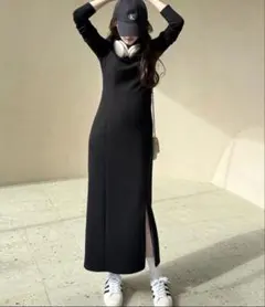 Louere ファスナースリットIラインカットワンピース