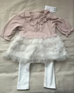 【新品】フリル付きトップス＆レギンスセット 80