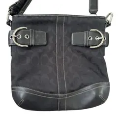 【鑑定済】COACH シグネチャー ショルダーバッグ ブラック