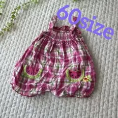 ✨美品✨ベビー ロンパース スイカ チェック 3-6M 60-70