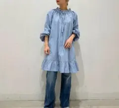 新品　ROSE BUD ローズバッド　フリルドレス　ワンピース　ブルーのサムネイル