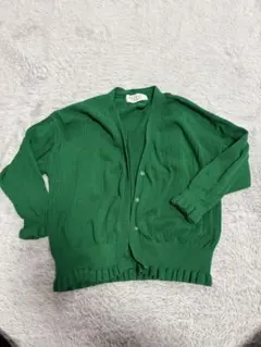 LOWRYS FARMグリーン ニットカーディガン 五分袖